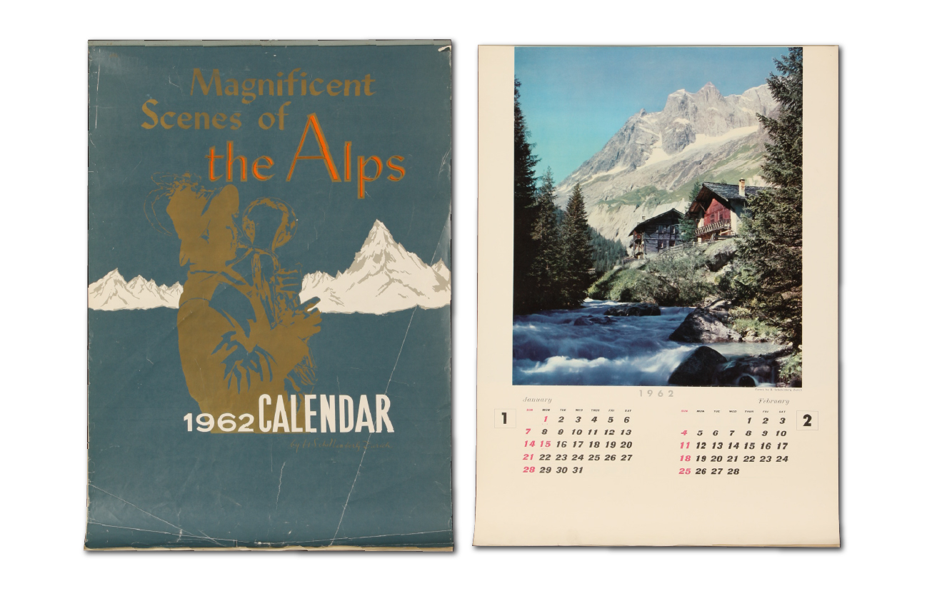 1962年　The Alps アルプス　カレンダー